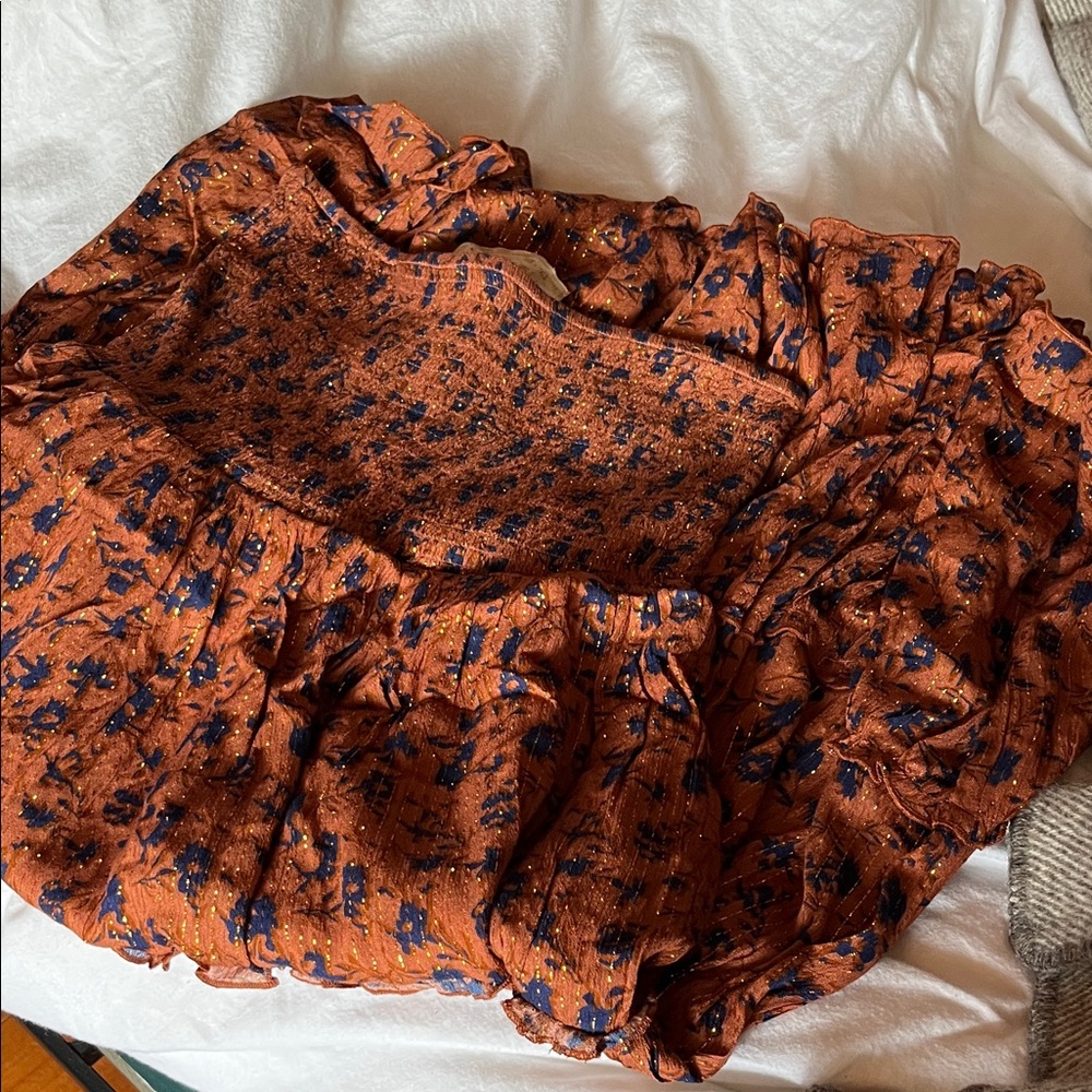 Rust Floral Smocked Skirt / Dress